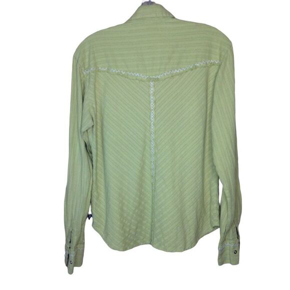 Cruel Girl Long Sleeve Snap Shirt Green Medium - Picture 2 of 7